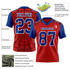 Custom Red Royal-White 3D Pattern Spider Web Authentic Football Jersey photo 3