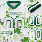 Custom White Kelly Green 3D Pattern St. Patrick's Day Authentic Football Jersey detail