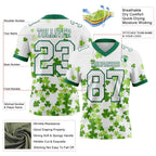 Custom White Kelly Green 3D Pattern St. Patrick's Day Authentic Football Jersey photo 3