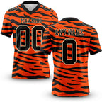 Custom Orange Black-Cream 3D Pattern Tiger Print Authentic Football Jersey