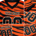 Custom Orange Black-Cream 3D Pattern Tiger Print Authentic Football Jersey detail