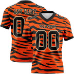 Custom Orange Black-Cream 3D Pattern Tiger Print Authentic Football Jersey photo 1