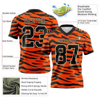 Custom Orange Black-Cream 3D Pattern Tiger Print Authentic Football Jersey photo 3