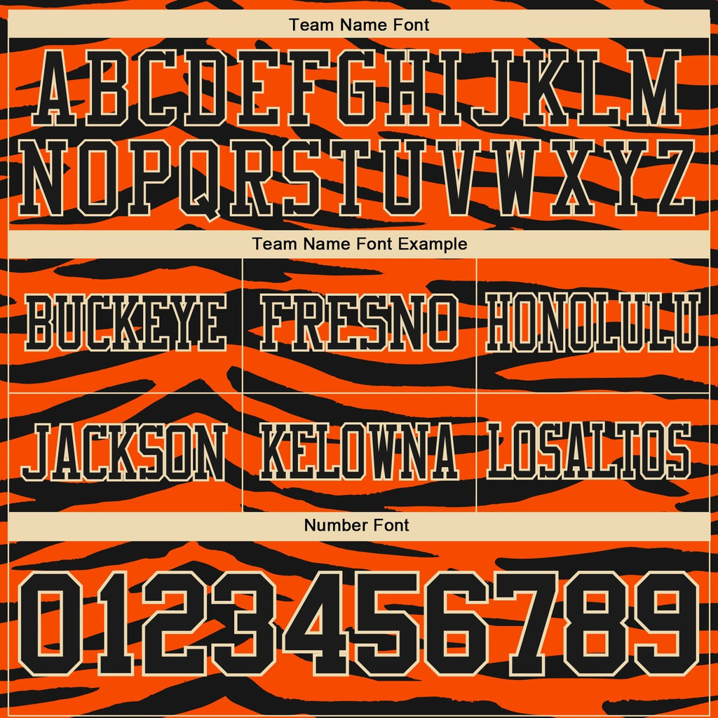 Custom Orange Black-Cream 3D Pattern Tiger Print Authentic Football Jersey photo 4
