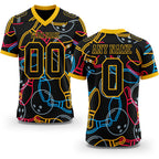 Custom Black Yellow 3D Pattern Bowling Authentic Football Jersey
