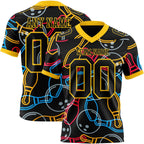 Custom Black Yellow 3D Pattern Bowling Authentic Football Jersey photo 1