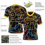Custom Black Yellow 3D Pattern Bowling Authentic Football Jersey photo 3