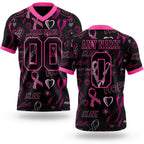 Custom Black Pink 3D Pattern Pink Ribbon Breast Cancer Awareness Month Women Health Care Support Authentic Football Jersey