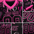 Custom Black Pink 3D Pattern Pink Ribbon Breast Cancer Awareness Month Women Health Care Support Authentic Football Jersey detail