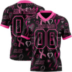 Custom Black Pink 3D Pattern Pink Ribbon Breast Cancer Awareness Month Women Health Care Support Authentic Football Jersey photo 1