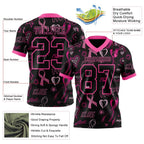Custom Black Pink 3D Pattern Pink Ribbon Breast Cancer Awareness Month Women Health Care Support Authentic Football Jersey photo 3