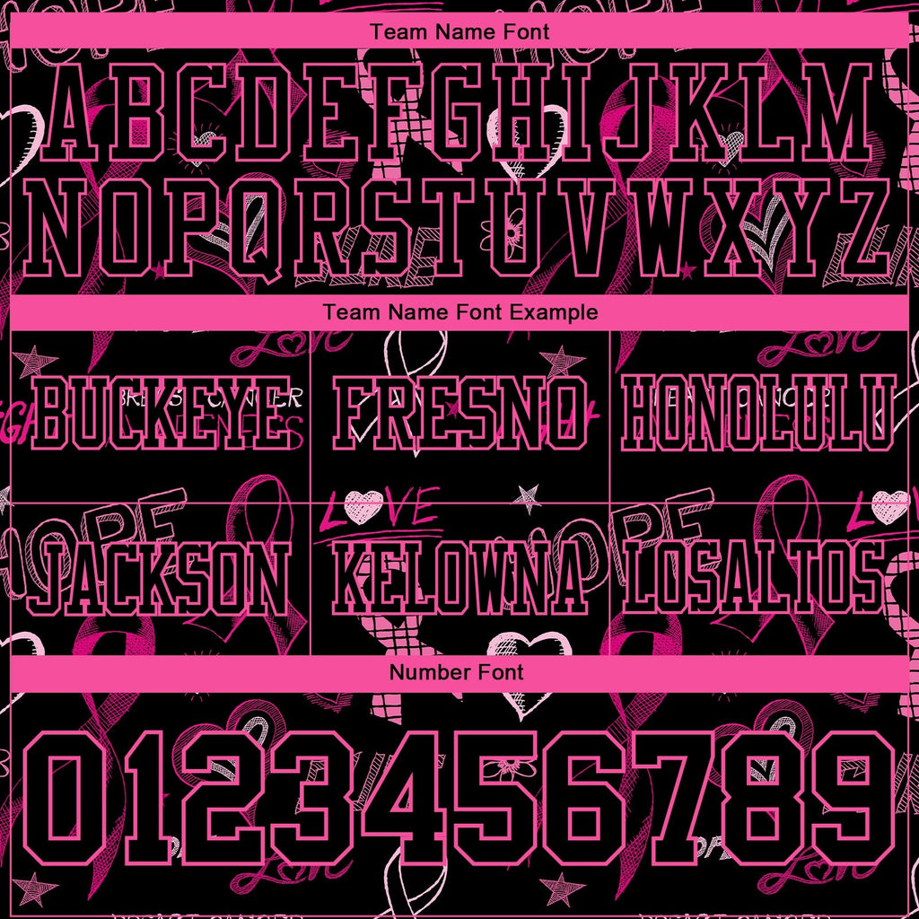 Custom Black Pink 3D Pattern Pink Ribbon Breast Cancer Awareness Month Women Health Care Support Authentic Football Jersey photo 4