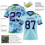 Custom Ice Blue Royal-White 3D Pattern Beach Hawaii Palm Trees And Flowers Authentic Football Jersey photo 3