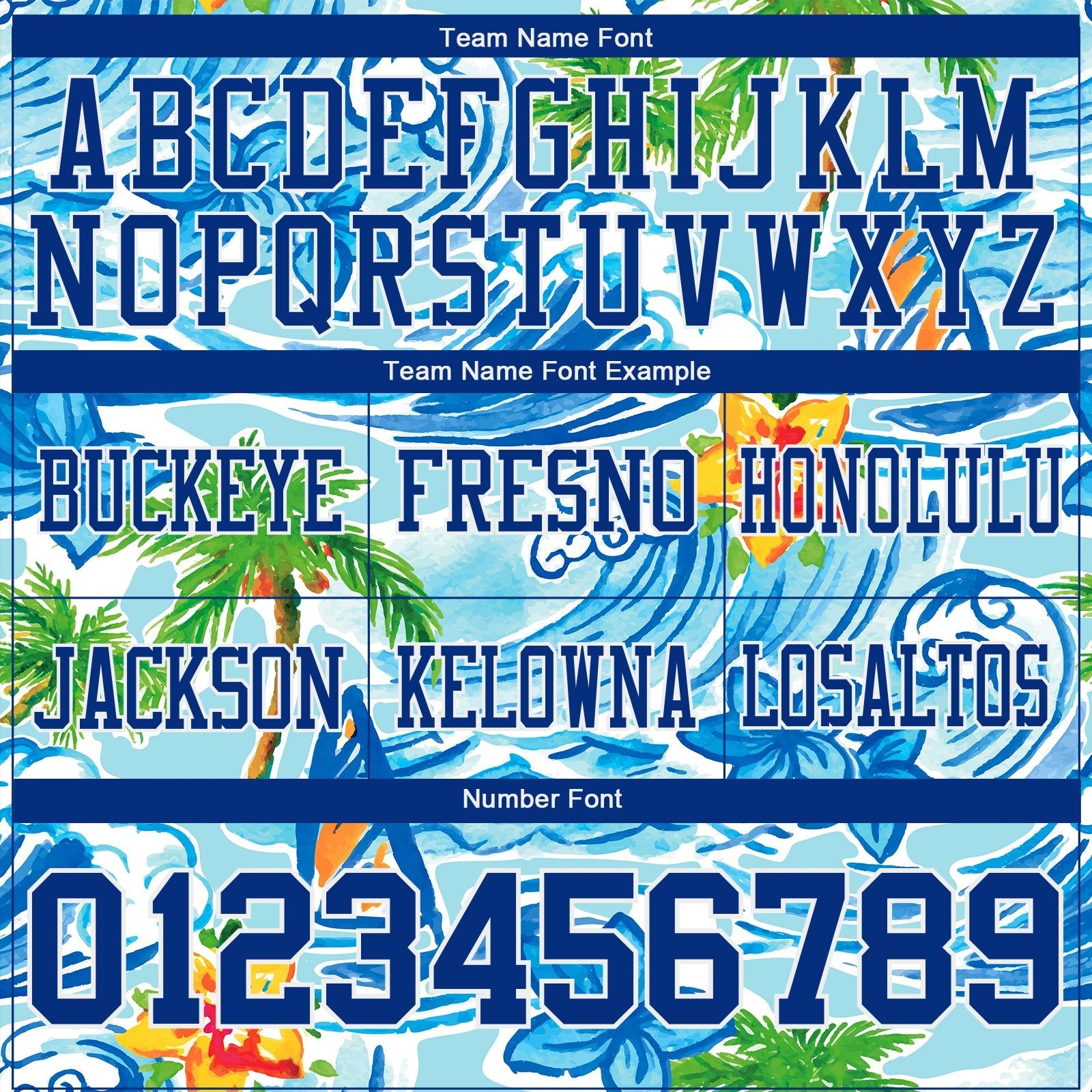 Custom Ice Blue Royal-White 3D Pattern Beach Hawaii Palm Trees And Flowers Authentic Football Jersey photo 4