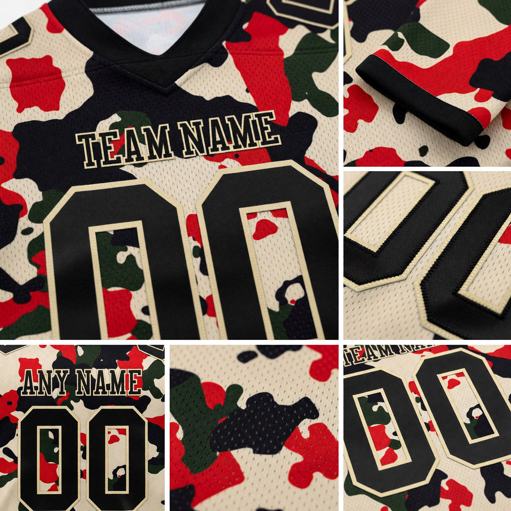Custom Camo Black-Cream 3D Pattern Salute To Service Authentic Football Jersey detail