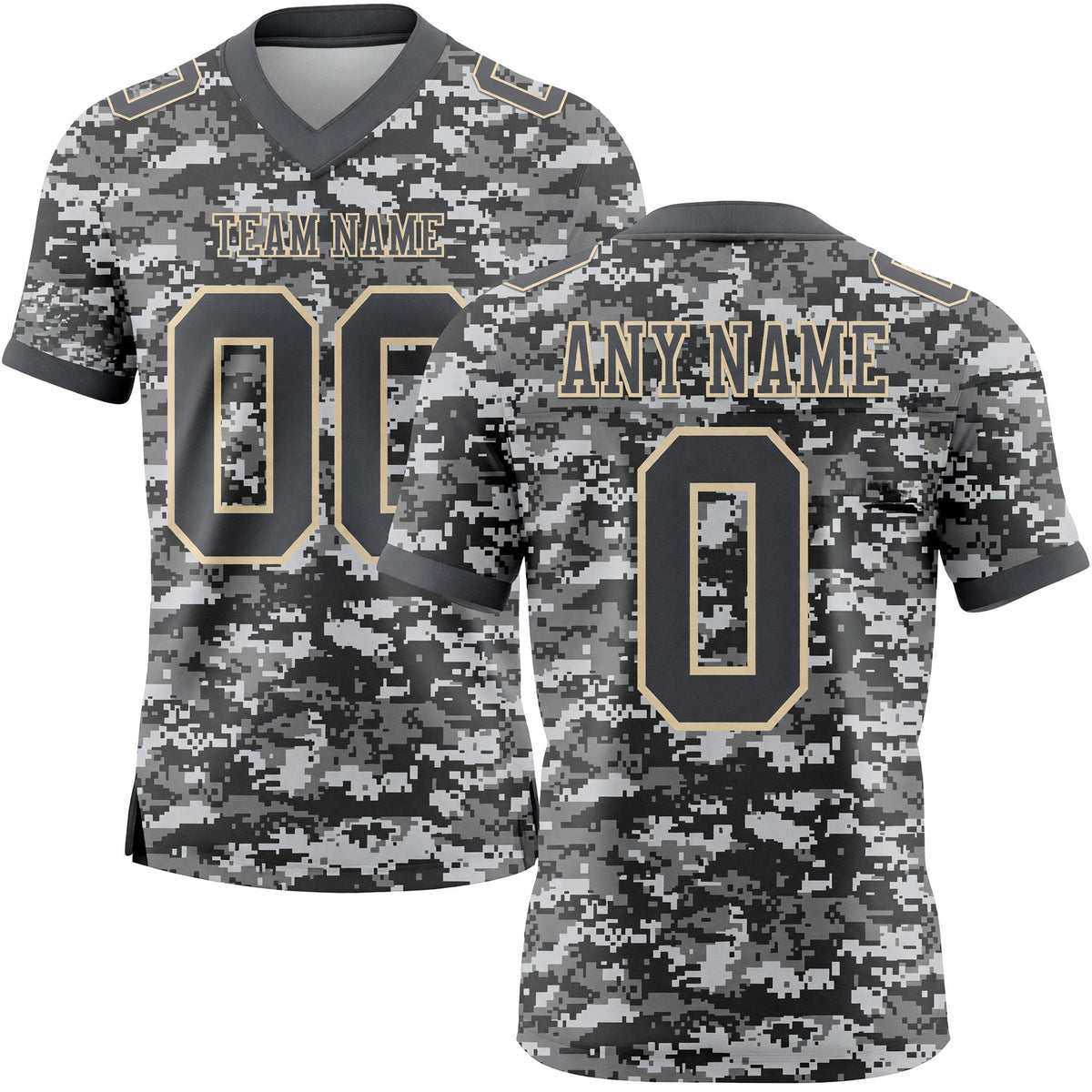 Custom Camo Steel Gray-Cream 3D Pattern Salute To Service Authentic Football Jersey