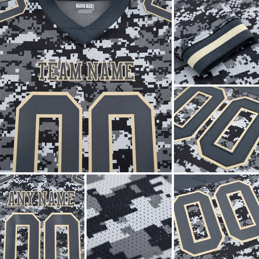 Custom Camo Steel Gray-Cream 3D Pattern Salute To Service Authentic Football Jersey detail