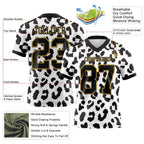 Custom White Black-Old Gold 3D Pattern Leopard Print Authentic Football Jersey photo 3