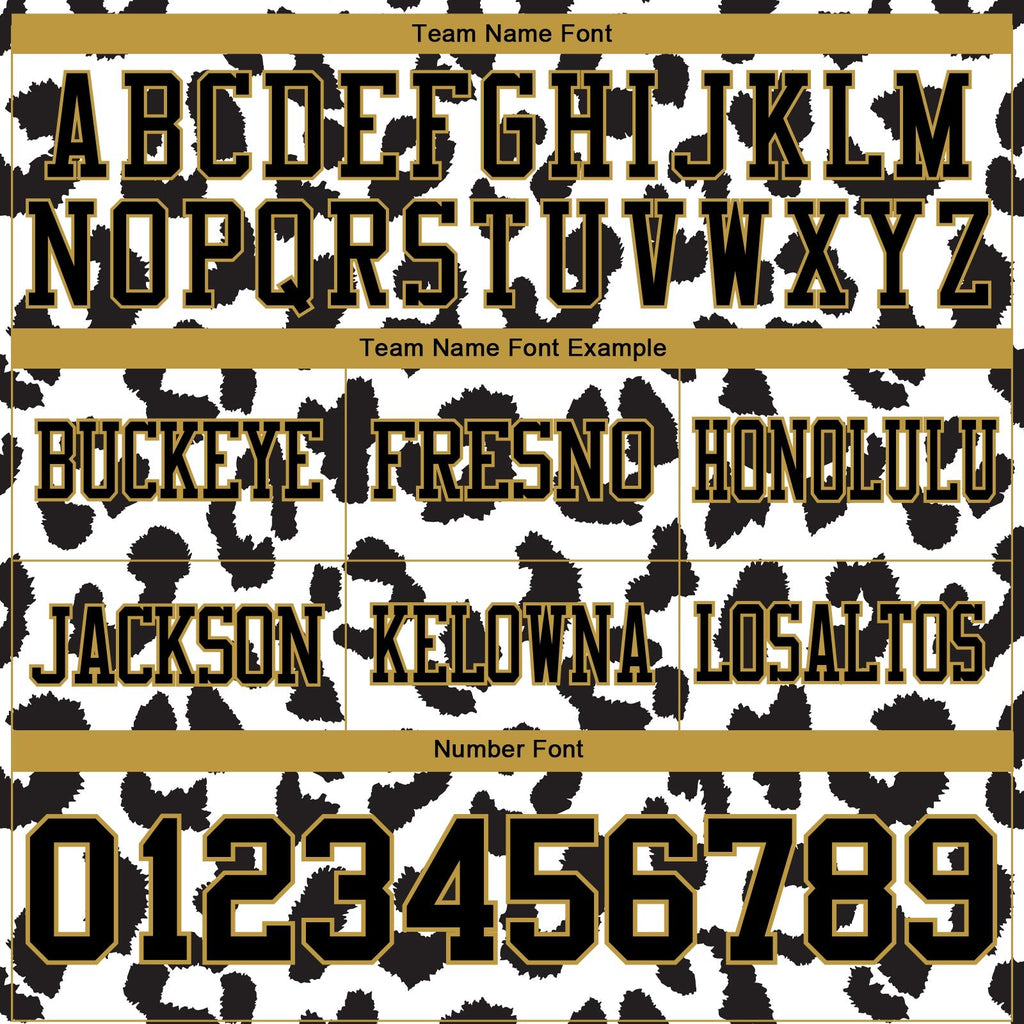 Custom White Black-Old Gold 3D Pattern Leopard Print Authentic Football Jersey photo 4