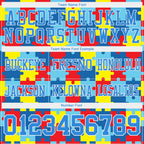 Custom Powder Blue White 3D Pattern Autism Supporter Awareness Puzzle Pieces Authentic Football Jersey photo 4