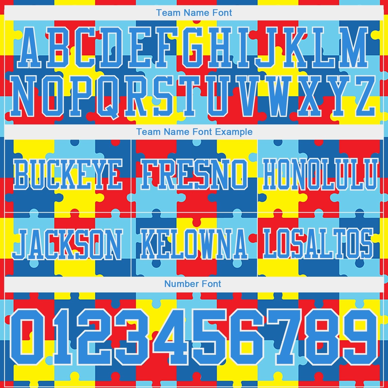Custom Powder Blue White 3D Pattern Autism Supporter Awareness Puzzle Pieces Authentic Football Jersey photo 4