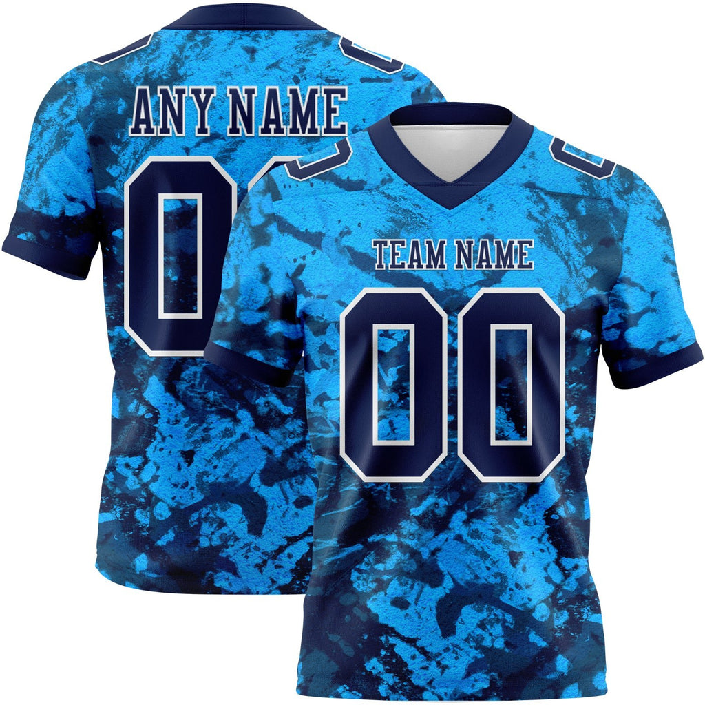 Custom Graffiti Pattern Navy-White 3D Pattern Authentic Football Jersey photo 1