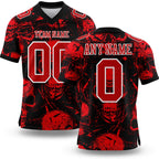 Custom Black Red-White 3D Pattern Halloween Skull Authentic Football Jersey