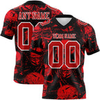 Custom Black Red-White 3D Pattern Halloween Skull Authentic Football Jersey photo 1