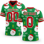 Custom Green Red-White 3D Pattern Christmas Authentic Football Jersey