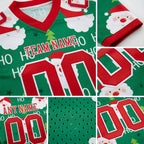 Custom Green Red-White 3D Pattern Christmas Authentic Football Jersey detail