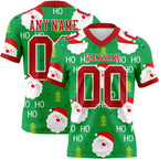 Custom Green Red-White 3D Pattern Christmas Authentic Football Jersey photo 1