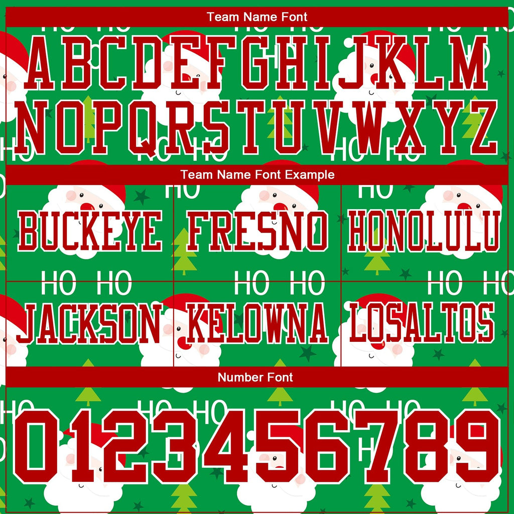 Custom Green Red-White 3D Pattern Christmas Authentic Football Jersey photo 4