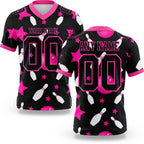 Custom Black Pink 3D Pattern Bowling Authentic Football Jersey