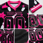 Custom Black Pink 3D Pattern Bowling Authentic Football Jersey detail