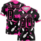 Custom Black Pink 3D Pattern Bowling Authentic Football Jersey photo 1