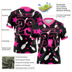 Custom Black Pink 3D Pattern Bowling Authentic Football Jersey photo 3
