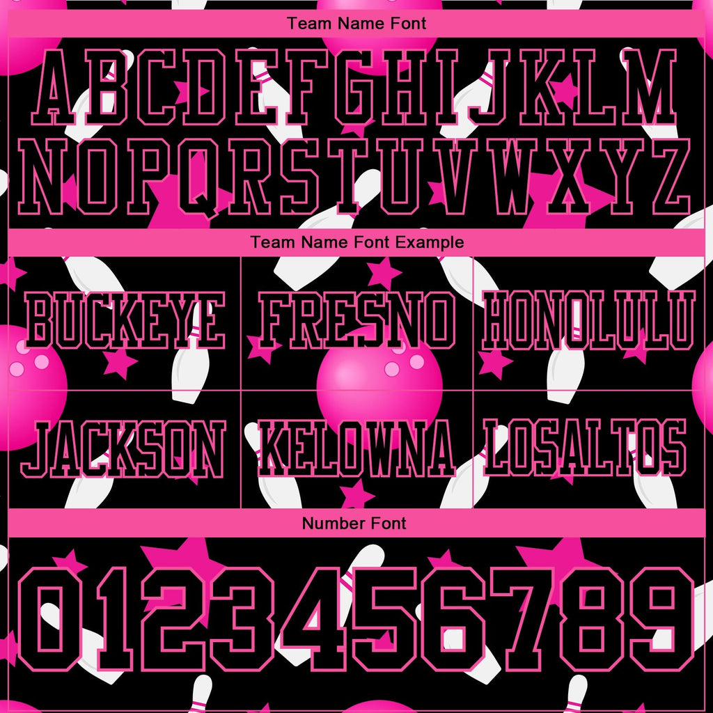 Custom Black Pink 3D Pattern Bowling Authentic Football Jersey photo 4
