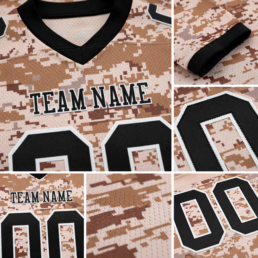 Custom Camo Black-White 3D Pattern Salute To Service Authentic Football Jersey detail