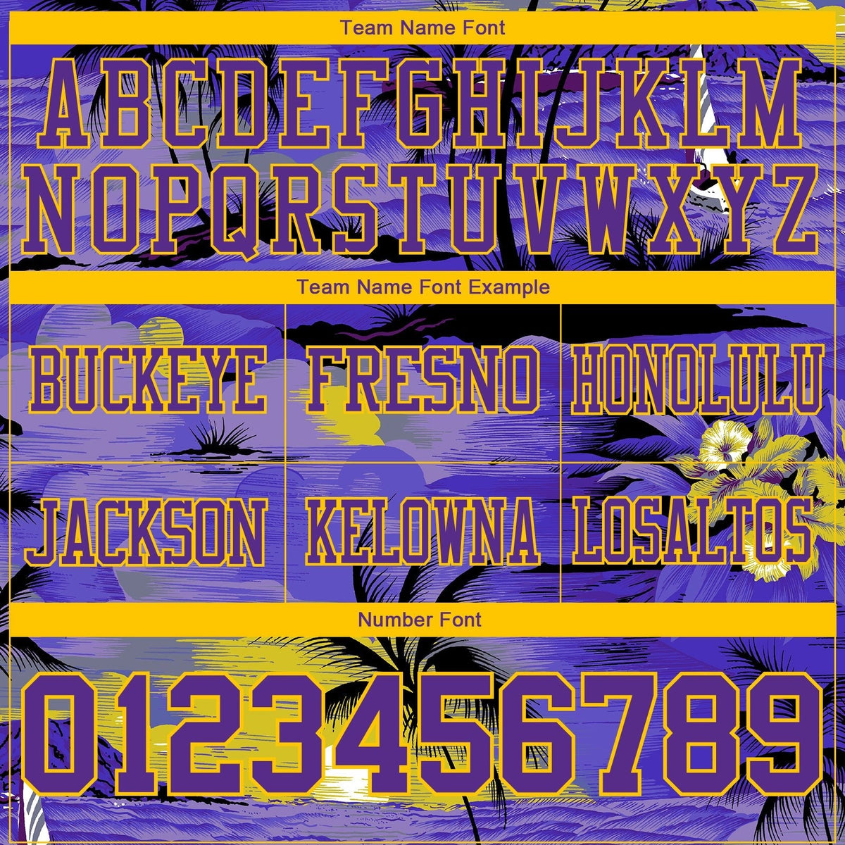Custom Purple Black-Yellow 3D Pattern Sun Beach Hawaii Palm Trees Authentic Football Jersey photo 3