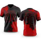 Custom Black Red 3D Pattern Abstract Brush Stroke Authentic Football Jersey
