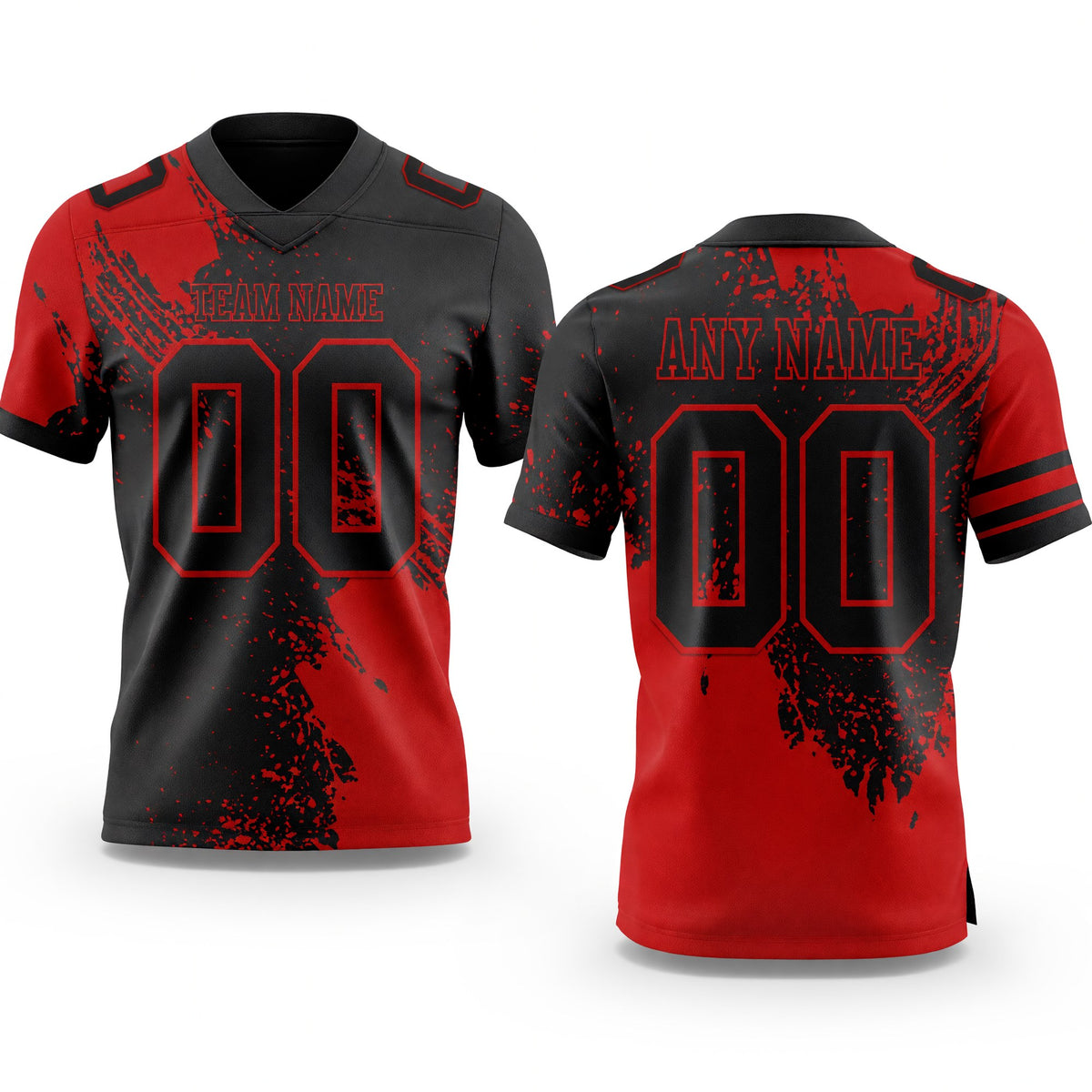 Custom Black Red 3D Pattern Abstract Brush Stroke Authentic Football Jersey