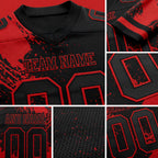 Custom Black Red 3D Pattern Abstract Brush Stroke Authentic Football Jersey detail