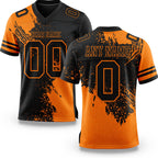 Custom Black Bay Orange 3D Pattern Abstract Brush Stroke Authentic Football Jersey