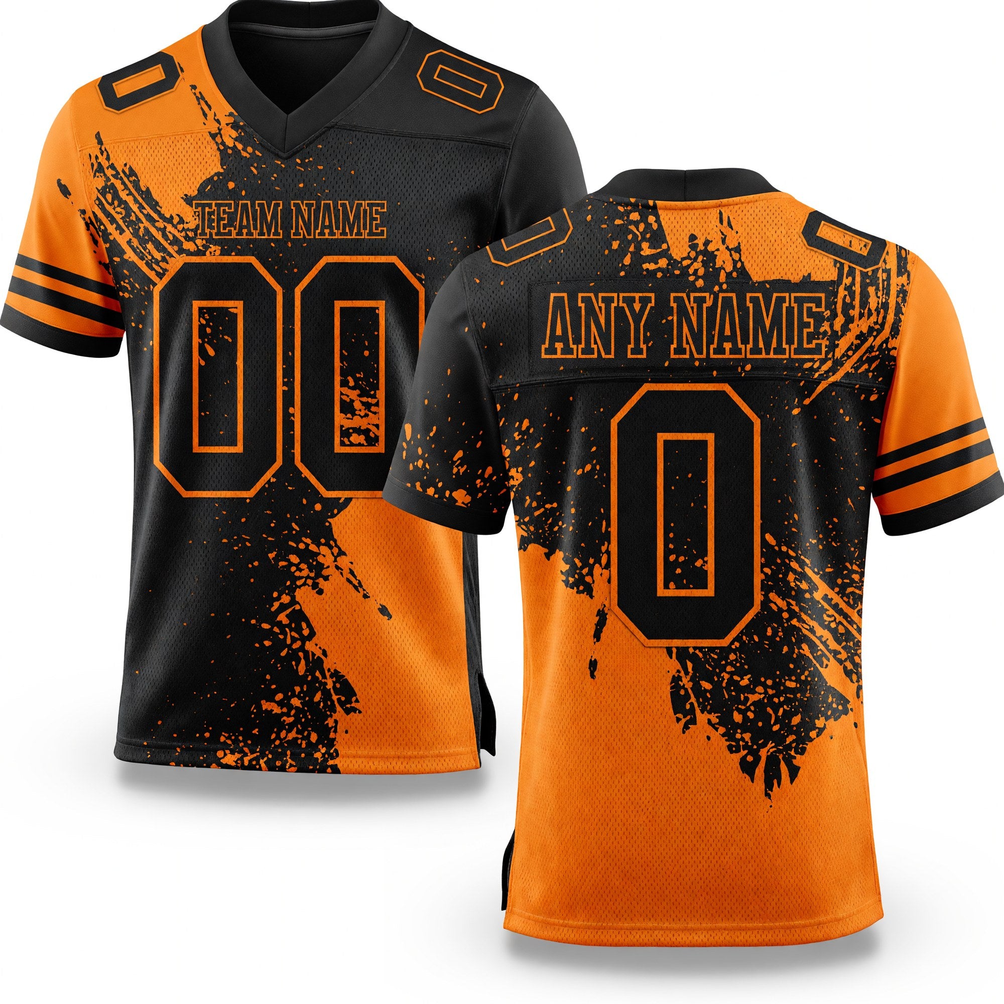 Custom Black Bay Orange 3D Pattern Abstract Brush Stroke Authentic Football Jersey