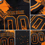 Custom Black Bay Orange 3D Pattern Abstract Brush Stroke Authentic Football Jersey detail
