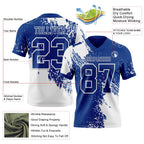 Custom Royal White 3D Pattern Abstract Brush Stroke Authentic Football Jersey photo 2