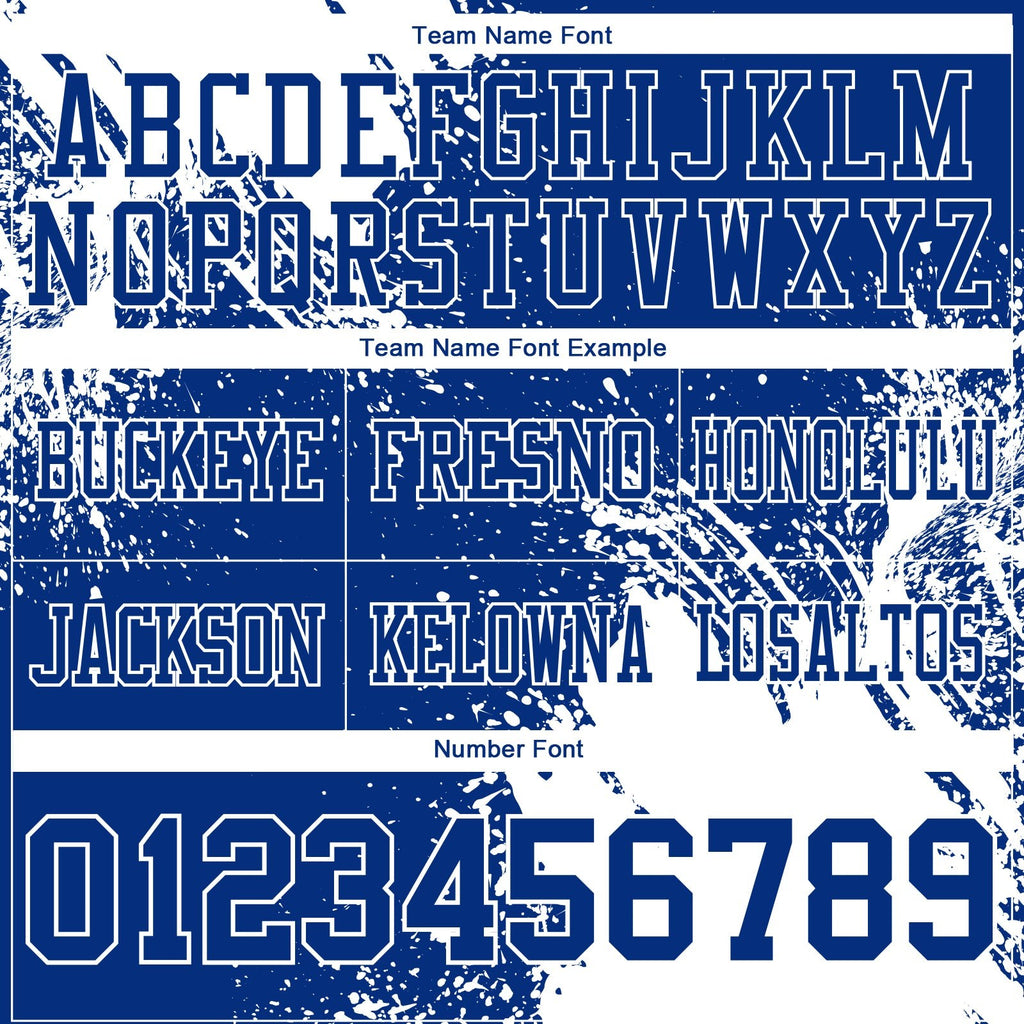 Custom Royal White 3D Pattern Abstract Brush Stroke Authentic Football Jersey photo 3
