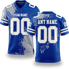 Custom Royal White-Gray 3D Pattern Abstract Brush Stroke Authentic Football Jersey