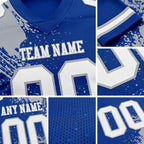 Custom Royal White-Gray 3D Pattern Abstract Brush Stroke Authentic Football Jersey detail