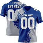 Custom Royal White-Gray 3D Pattern Abstract Brush Stroke Authentic Football Jersey photo 1